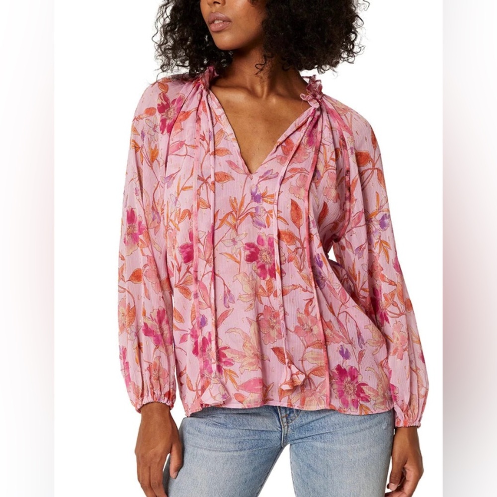 Misa Los Angeles Floral Blouse Pink Size XS
